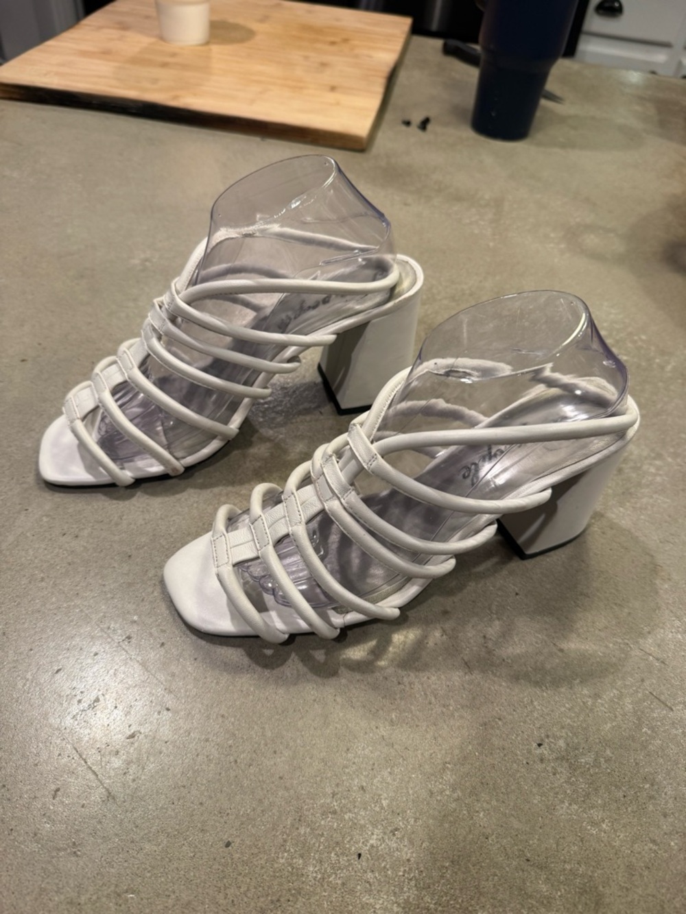 Free People White Multi-Strap Block Heel Sandals